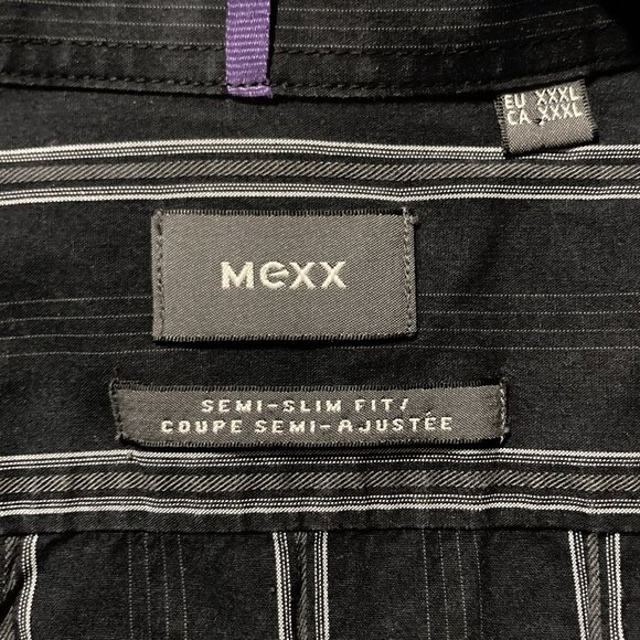 MEXX Black grey white vertical striped button-down shirt ~ Vintage LARGE XL 1X - Picture 3 of 9
